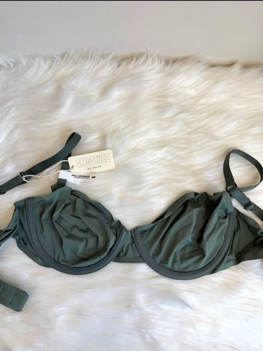 NWT SMOOTHEZ by Aerie Unlined Mesh Full Coverage Underwire Bra Green Size 34D - Picture 6 of 14